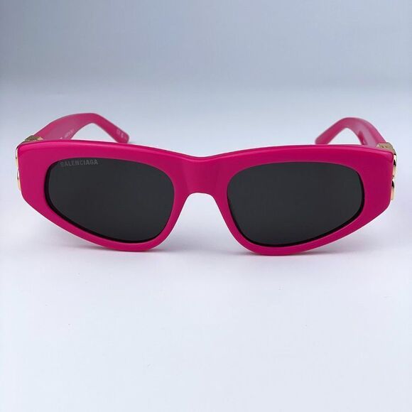 NEW Balenciaga BB0095S 006 Pink Gold Logo Grey Cat Eye Unisex Sunglasses - Picture 7 of 15